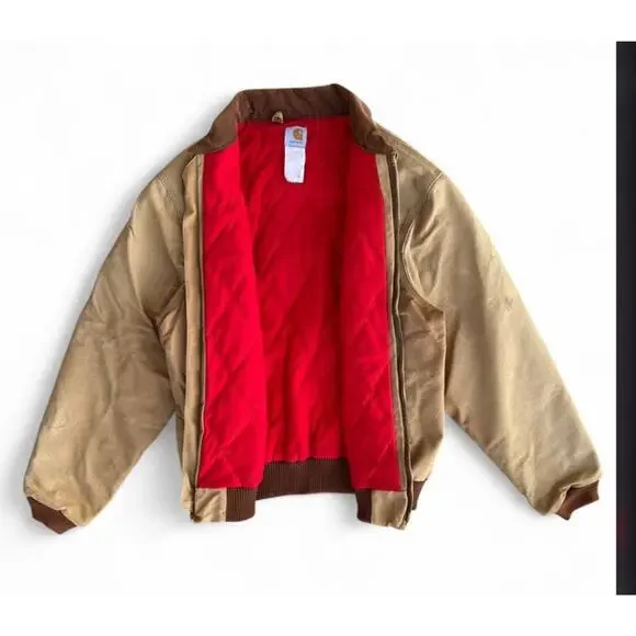 Vintage Carhartt J13BRN Santa Fe Duck Canvas Coat Red Flannel Lined Men’s 2XL - Picture 7 of 11